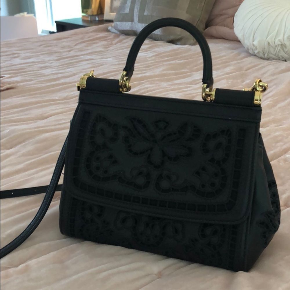 Dolce and Gabbana Miss Sicily Lambskin Lace Bag